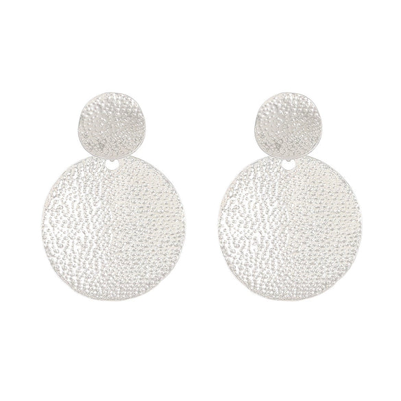 Wholesale Women's Retro Fashionable Exaggerated Round Metal Earrings With Geometric Design And Electroplating Treatment