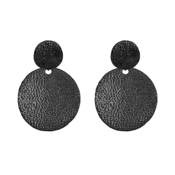 Wholesale Women's Retro Fashionable Exaggerated Round Metal Earrings With Geometric Design And Electroplating Treatment