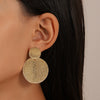 Wholesale Women's Retro Fashionable Exaggerated Round Metal Earrings With Geometric Design And Electroplating Treatment