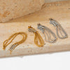 Wholesale Women's Retro Fashionable Long Tassel Stainless Steel Ear Jewelry With Geometric Design And Electroplating