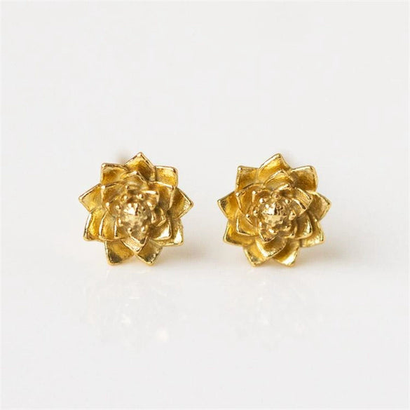 Wholesale Women's Retro Flower Copper Earrings With Real Gold Electroplating