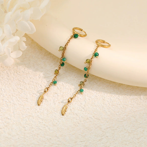 Wholesale Women's Retro Foreststyle Geometric Stainless Steel 18K Gold Electroplated Earrings