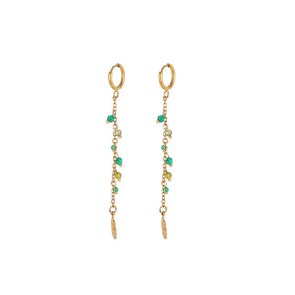 Wholesale Women's Retro Foreststyle Geometric Stainless Steel 18K Gold Electroplated Earrings