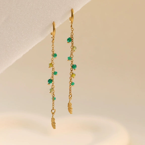 Wholesale Women's Retro Foreststyle Geometric Stainless Steel 18K Gold Electroplated Earrings
