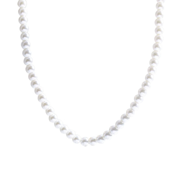 Wholesale Women's Retro French Imitation Pearl And Copper Geometric Clavicle Chain Necklace With Electroplating