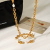 Wholesale Women's Retro Freshwater Pearl Jewelry Stainless Steel Gold Plated Geometric Oshaped Chain Necklace And Bracelet