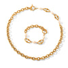 Wholesale Women's Retro Freshwater Pearl Jewelry Stainless Steel Gold Plated Geometric Oshaped Chain Necklace And Bracelet