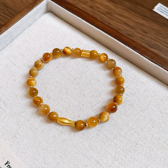 Wholesale Women's Retro Geometric Alloy Electroplated Tiger Eye Stone Bracelet