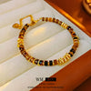 Wholesale Women's Retro Geometric Alloy Electroplated Tiger Eye Stone Bracelet
