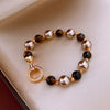 Wholesale Women's Retro Geometric Alloy Electroplated Tiger Eye Stone Bracelet