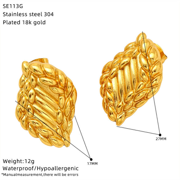 Wholesale Women's Retro Geometric Braided Titanium Steel Electroplated Earrings