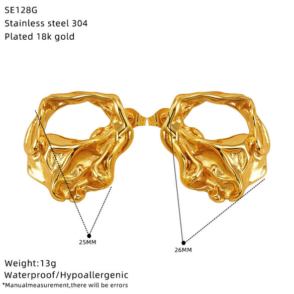 Wholesale Women's Retro Geometric Braided Titanium Steel Electroplated Earrings