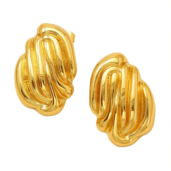 Wholesale Women's Retro Geometric Braided Titanium Steel Electroplated Earrings