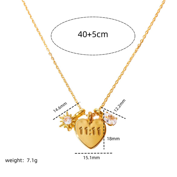 Wholesale Women's Retro Geometric Copper Heart Pendant Necklace With Electroplating And Ochain