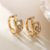 Wholesale Women's Retro Geometric Copper 18K Gold Plated Hollow Zircon Micropaved Earrings