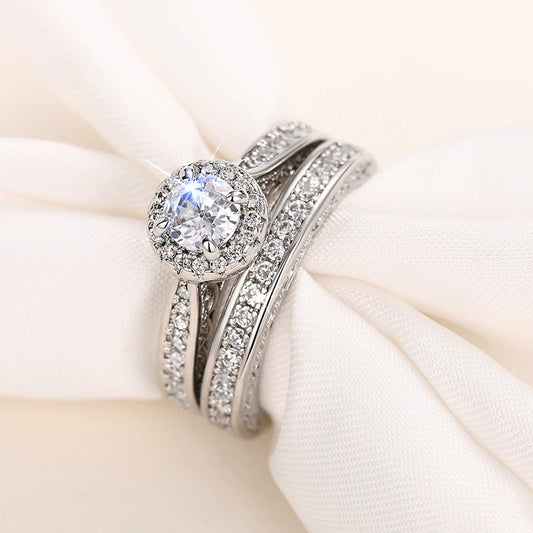 Wholesale Women's Retro Geometric Copper Ring Inlaid With Zircon