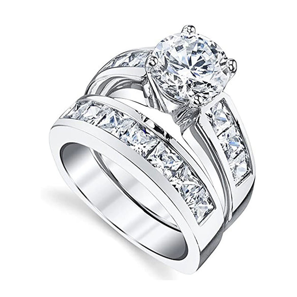 Wholesale Women's Retro Geometric Copper Ring With Zircon For Wedding Jewelry
