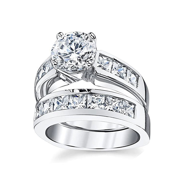 Wholesale Women's Retro Geometric Copper Ring With Zircon For Wedding Jewelry