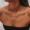 Wholesale Women's Retro Geometric Double Layer Flat Snake Chain Necklace In Titanium Steel And Stainless Steel With Electroplating