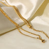 Wholesale Women's Retro Geometric Double Layer Flat Snake Chain Necklace In Titanium Steel And Stainless Steel With Electroplating