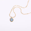 Wholesale Women's Retro Geometric Drop Shape Mixed Gem Inlay Titanium Steel Electroplated Necklace With Snake Bone Chain