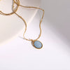 Wholesale Women's Retro Geometric Drop Shape Mixed Gem Inlay Titanium Steel Electroplated Necklace With Snake Bone Chain
