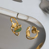 Wholesale Women's Retro Geometric Dropshaped Stainless Steel Ring With Vacuum Real Gold Plating