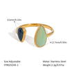 Wholesale Women's Retro Geometric Dropshaped Stainless Steel Ring With Vacuum Real Gold Plating