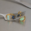 Wholesale Women's Retro Geometric Dropshaped Stainless Steel Ring With Vacuum Real Gold Plating