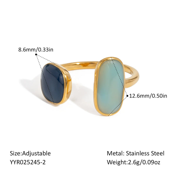 Wholesale Women's Retro Geometric Dropshaped Stainless Steel Ring With Vacuum Real Gold Plating