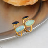 Wholesale Women's Retro Geometric Dropshaped Stainless Steel Ring With Vacuum Real Gold Plating
