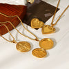 Wholesale Women's Retro Geometric Embossed Electroplated Stainless Steel Fliptop Pendant Twist Chain Necklace Luxury Niche Jewelry