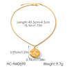 Wholesale Women's Retro Geometric Embossed Electroplated Stainless Steel Fliptop Pendant Twist Chain Necklace Luxury Niche Jewelry