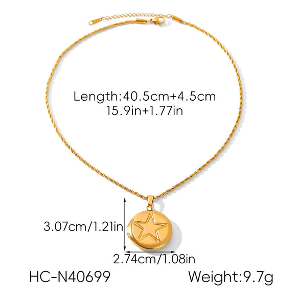 Wholesale Women's Retro Geometric Embossed Electroplated Stainless Steel Fliptop Pendant Twist Chain Necklace Luxury Niche Jewelry