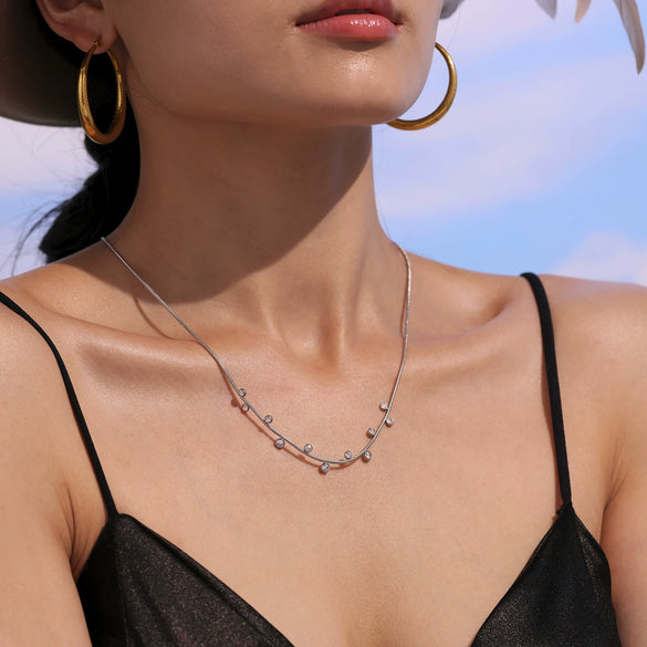 Wholesale Women's Retro Geometric Ferris Wheel Stainless Steel And Titanium Steel 18K Gold Plated Necklace
