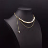 Wholesale Women's Retro Geometric Freshwater Pearl Double Layer Handmade Necklace With Electroplating Design