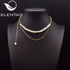 Wholesale Women's Retro Geometric Freshwater Pearl Double Layer Handmade Necklace With Electroplating Design