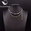 Wholesale Women's Retro Geometric Freshwater Pearl Double Layer Handmade Necklace With Electroplating Design
