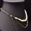Wholesale Women's Retro Geometric Freshwater Pearl Double Layer Handmade Necklace With Electroplating Design