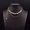Wholesale Women's Retro Geometric Freshwater Pearl Double Layer Handmade Necklace With Electroplating Design