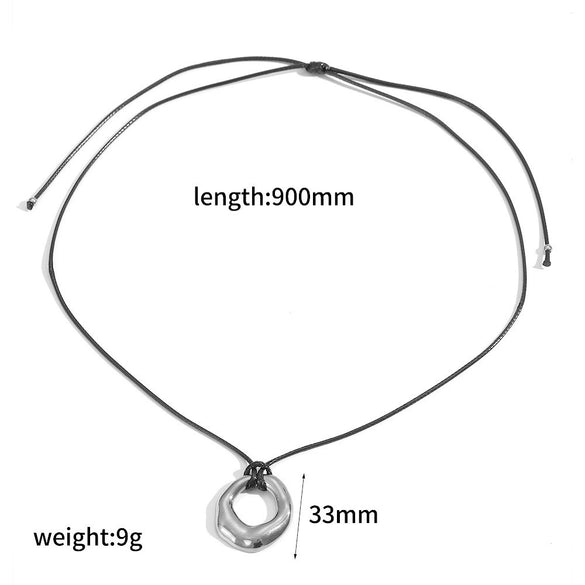 Wholesale Women's Retro Geometric Heartshaped Stainless Steel Wax Rope Chain Pvd Furnace Vacuum Real Gold Plated Pendant Necklace