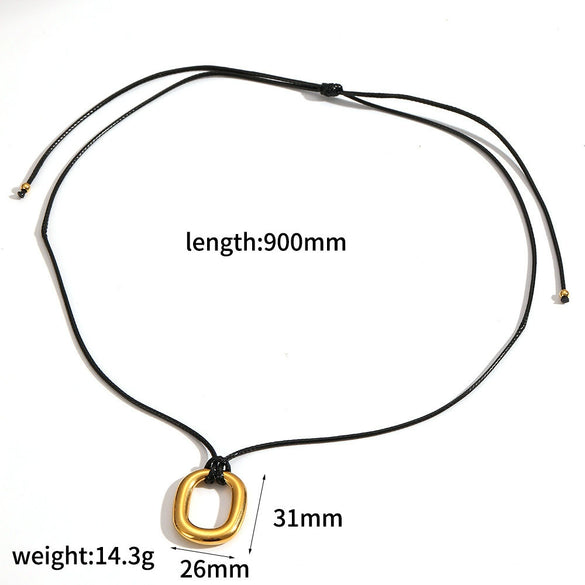 Wholesale Women's Retro Geometric Heartshaped Stainless Steel Wax Rope Chain Pvd Furnace Vacuum Real Gold Plated Pendant Necklace