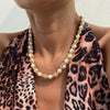Wholesale Women's Retro Geometric Imitation Pearl And Iron Chain Electroplated Collarbone Necklace