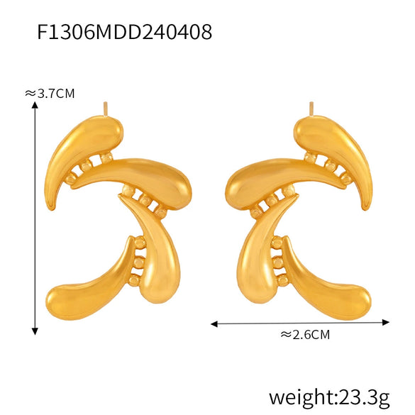 Wholesale Women's Retro Geometric Imitation Pearl Inlaid 316L Stainless Steel Goldplated Earrings