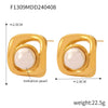 Wholesale Women's Retro Geometric Imitation Pearl Inlaid 316L Stainless Steel Goldplated Earrings