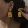 Wholesale Women's Retro Geometric Imitation Pearl Inlaid 316L Stainless Steel Goldplated Earrings