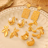 Wholesale Women's Retro Geometric Imitation Pearl Inlaid 316L Stainless Steel Goldplated Earrings