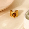 Wholesale Women's Retro Geometric 18K Gold Electroplated Stainless Steel Wide Opening Waterproof Ring