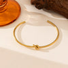 Wholesale Women's Retro Geometric 18K Gold Plated Titanium Steel Open Knotted Bracelet