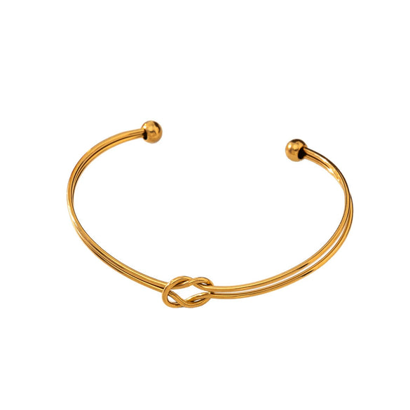 Wholesale Women's Retro Geometric 18K Gold Plated Titanium Steel Open Knotted Bracelet